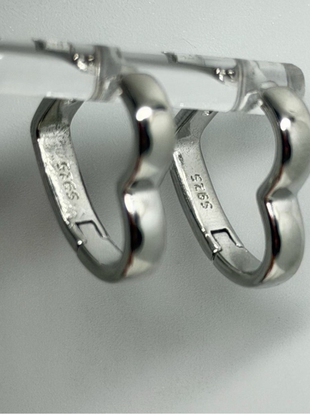 925 stamped, Sterling Silver Heart shapes Hoops Earrings - For Sale!